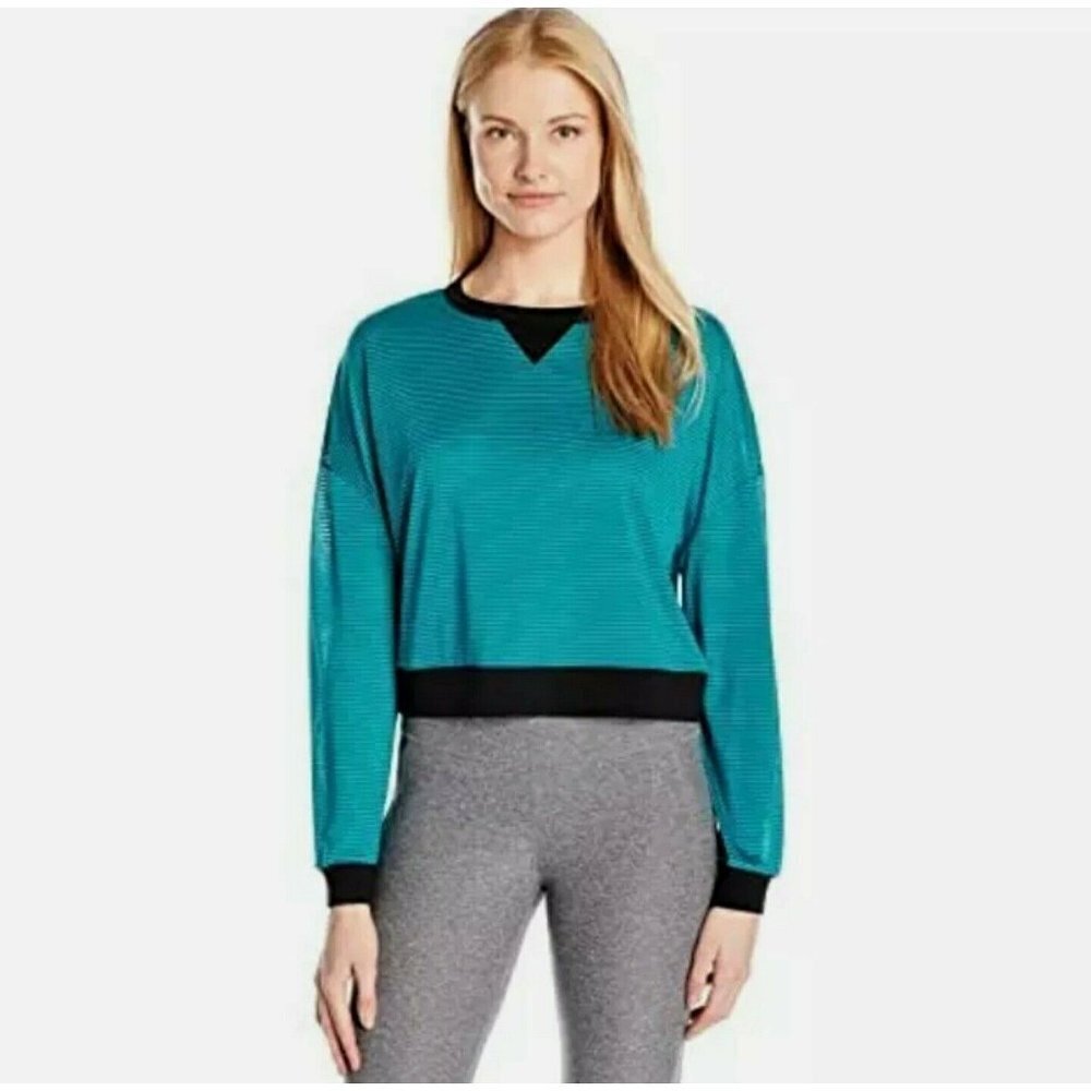 NWT LUCY Full Potential Verdial Pullover Top Large Green Black Athletic Mesh